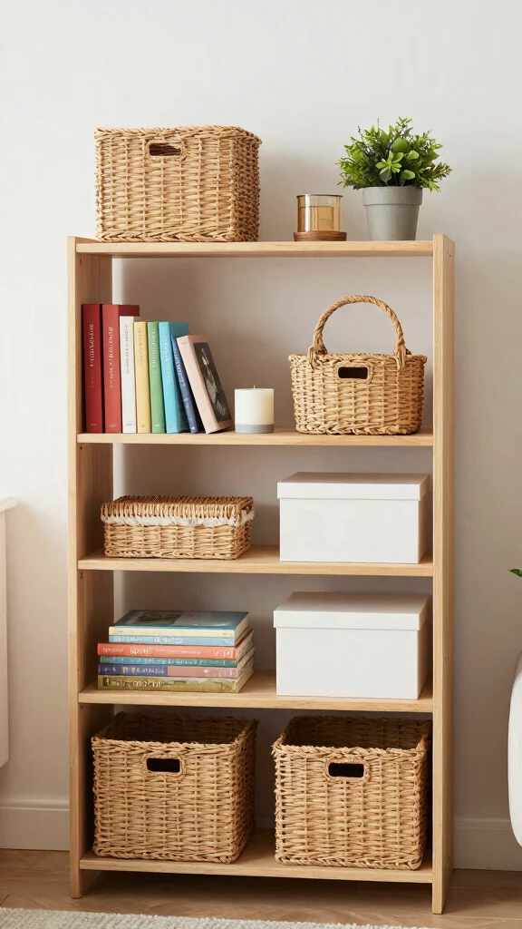 12 Living Room Shelf Decor Ideas for a Curated Beautiful Display - 4. Stylish Storage Solutions 1