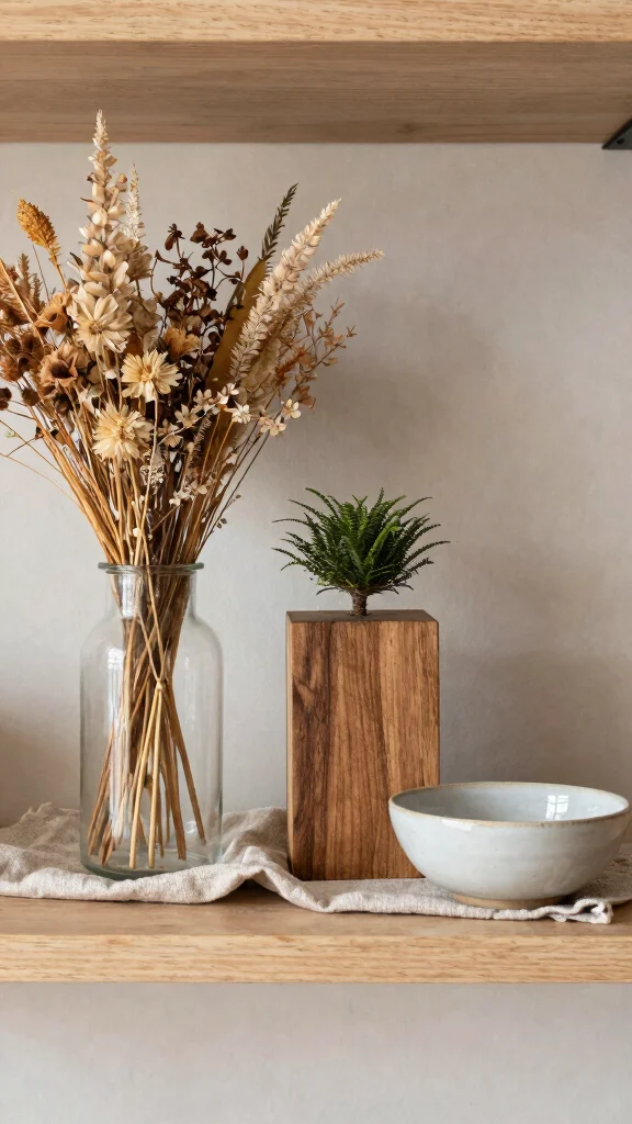 12 Living Room Shelf Decor Ideas for a Curated Beautiful Display - 5. Layering Textures 1