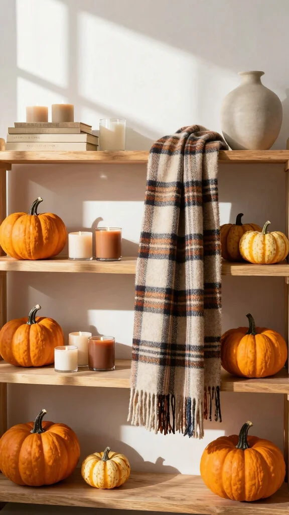 12 Living Room Shelf Decor Ideas for a Curated Beautiful Display - 8. Seasonal Decor 1