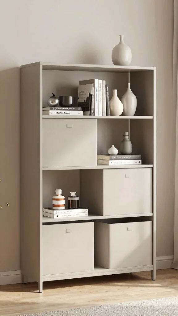 12 Living Room Shelf Decor Ideas for a Curated Beautiful Display - 9. Functional Yet Stylish 1