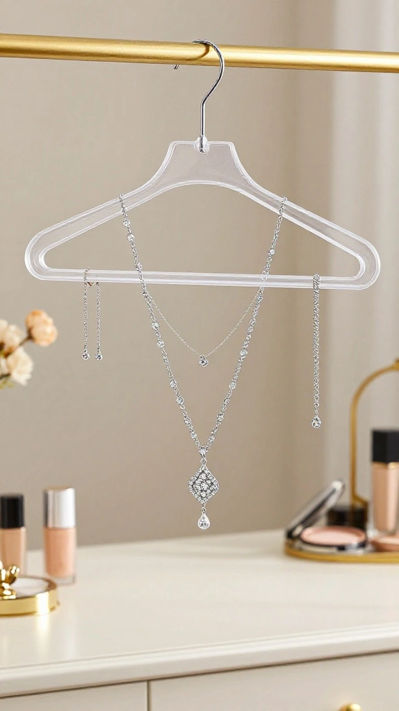 12 Plastic Clothes Hanger Craft Ideas for Fun Creative Projects - 5. Chic Jewelry Display 1