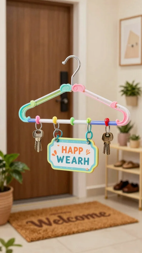 12 Plastic Clothes Hanger Craft Ideas for Fun Creative Projects - 6. Simple Key Holder 1