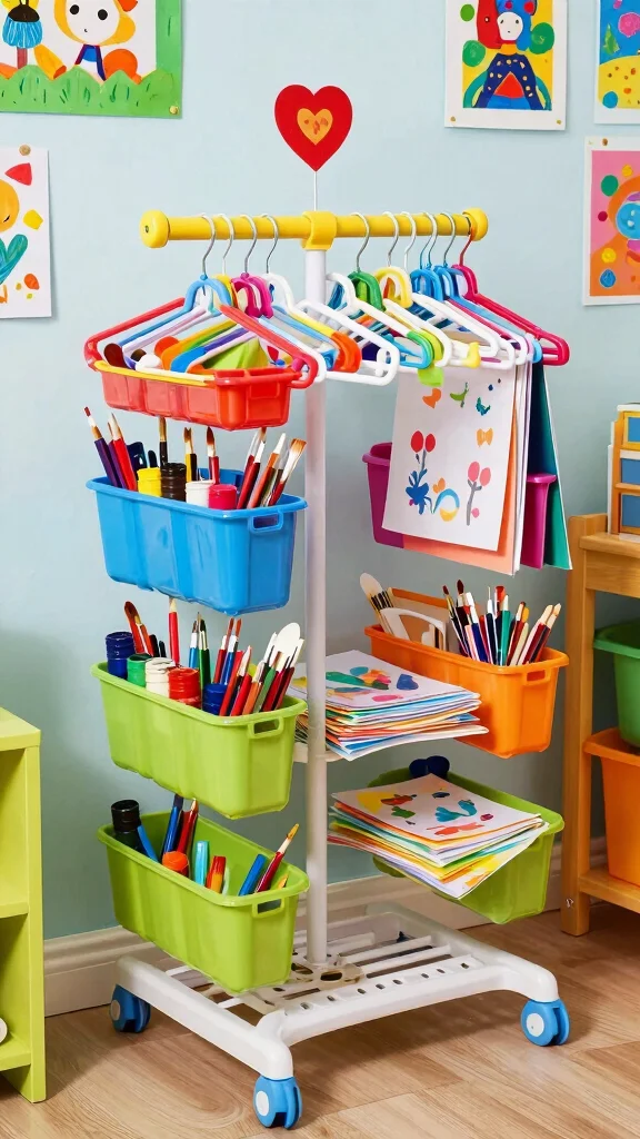 12 Plastic Clothes Hanger Craft Ideas for Fun Creative Projects - 7. Kids' Craft Station 1