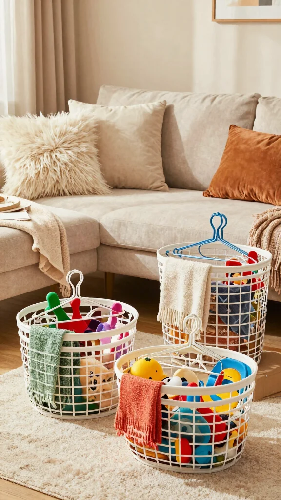 12 Plastic Clothes Hanger Craft Ideas for Fun Creative Projects - 8. Charming Baskets 1