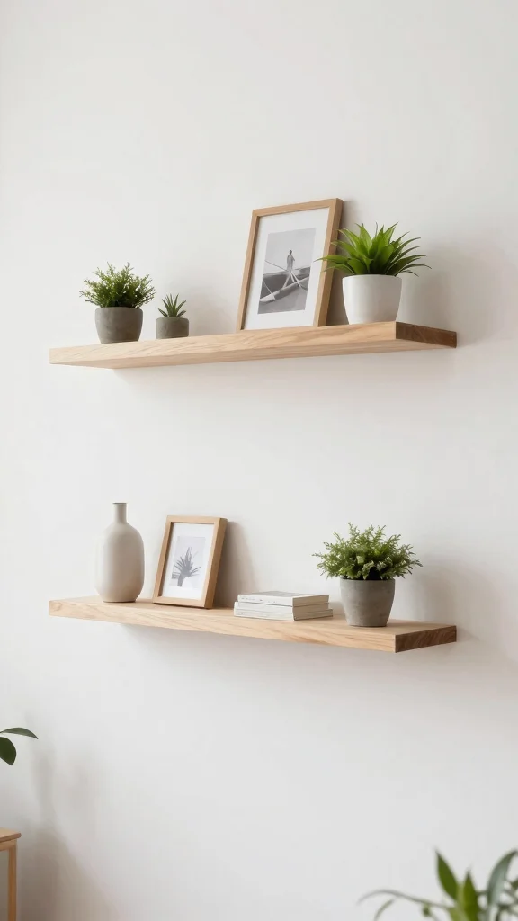 12 Shelf Room Divider Ideas for a Stylish Open-Plan Space - 1. Minimalist Floating Shelves 1