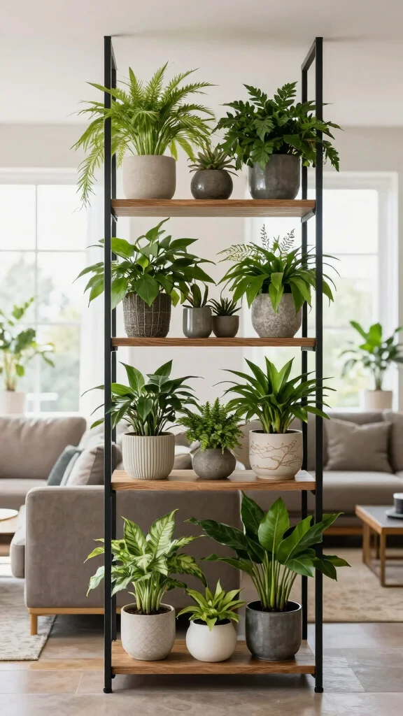 12 Shelf Room Divider Ideas for a Stylish Open-Plan Space - 5. Vertical Garden Divider 1