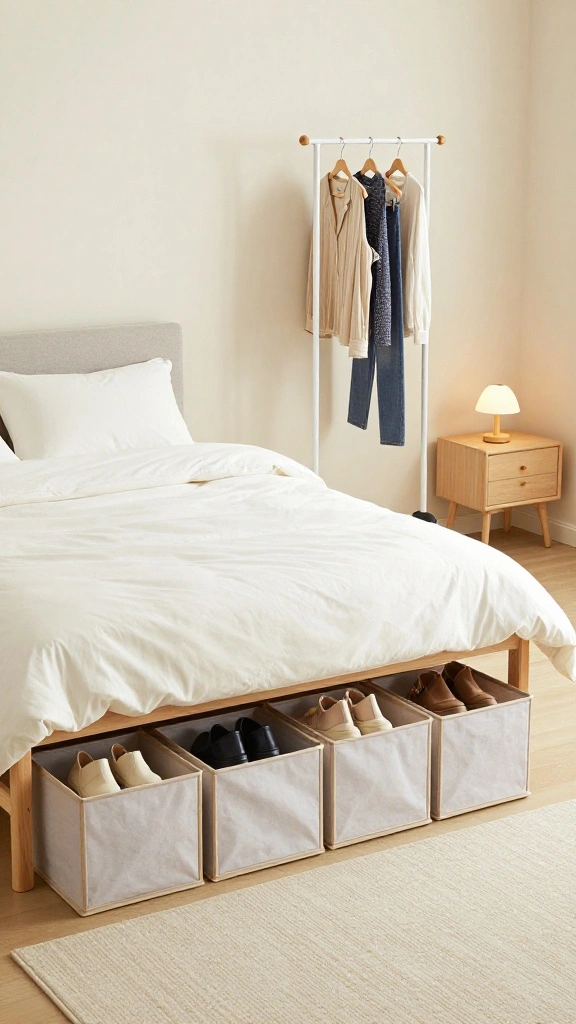 12 Shoe Rack and Clothes Hanger Combo Ideas for a Complete Wardrobe - 4. Under-Bed Shoe Storage with Clothes Hanger 1
