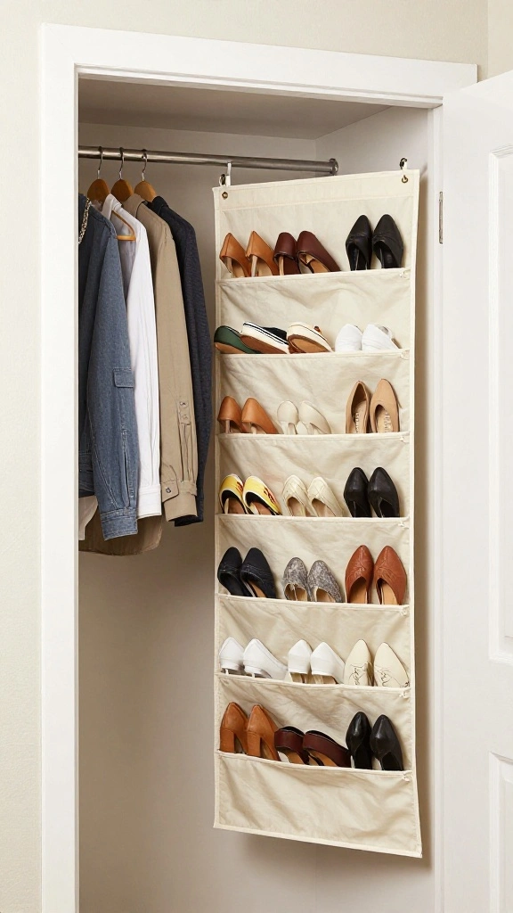 12 Shoe Rack and Clothes Hanger Combo Ideas for a Complete Wardrobe - 7. Fabric Shoe Organizer with Hanging Clothes Rack 1