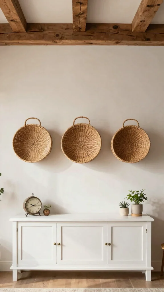 12 Three Basket Wall Display Ideas for a Styled Artisan Wall - 1. Classic Trifecta: Simple Yet Elegant 1