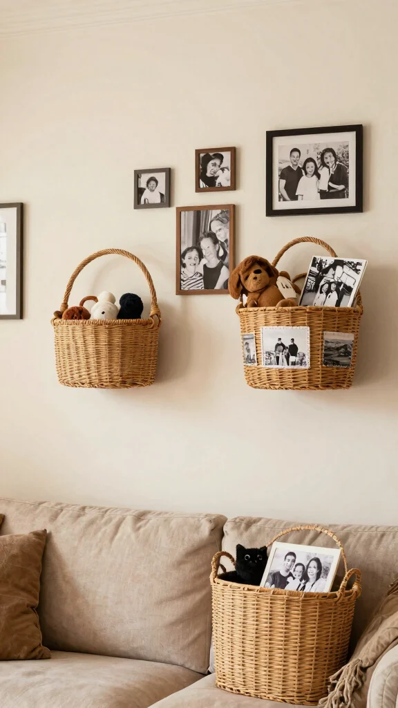12 Three Basket Wall Display Ideas for a Styled Artisan Wall - 6. Personalized Touch: Incorporating Family Heirlooms 1