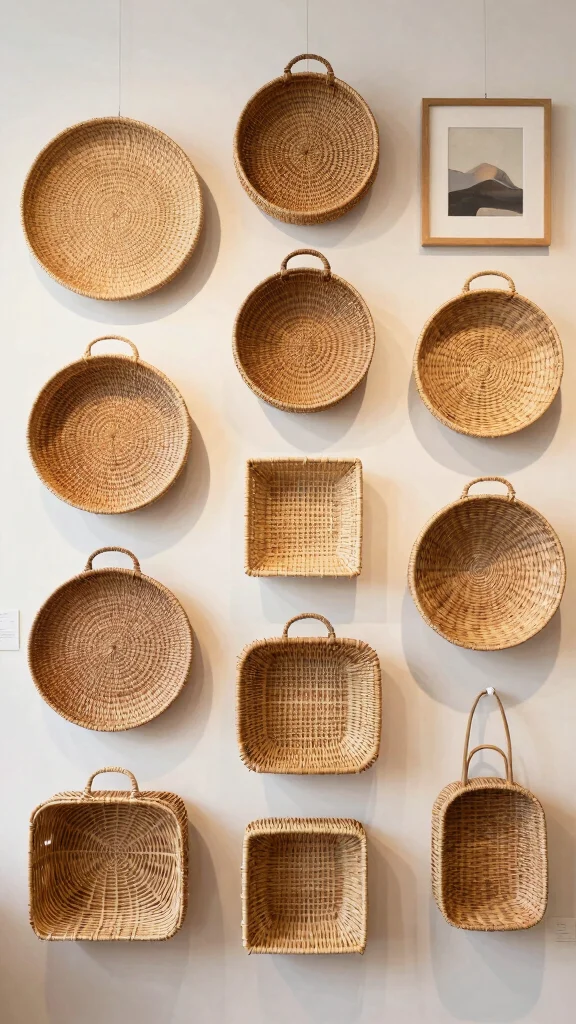 12 Three Woven Basket Wall Display Ideas for a Balanced Natural Decor - 1. Eclectic Gallery Wall 1