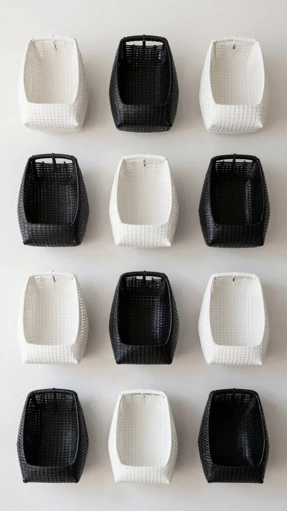 12 Three Woven Basket Wall Display Ideas for a Balanced Natural Decor - 11. Chic and Modern 1