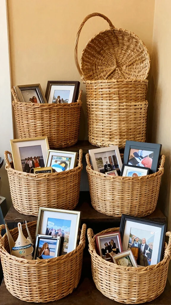 12 Three Woven Basket Wall Display Ideas for a Balanced Natural Decor - 12. Personal Touch 1