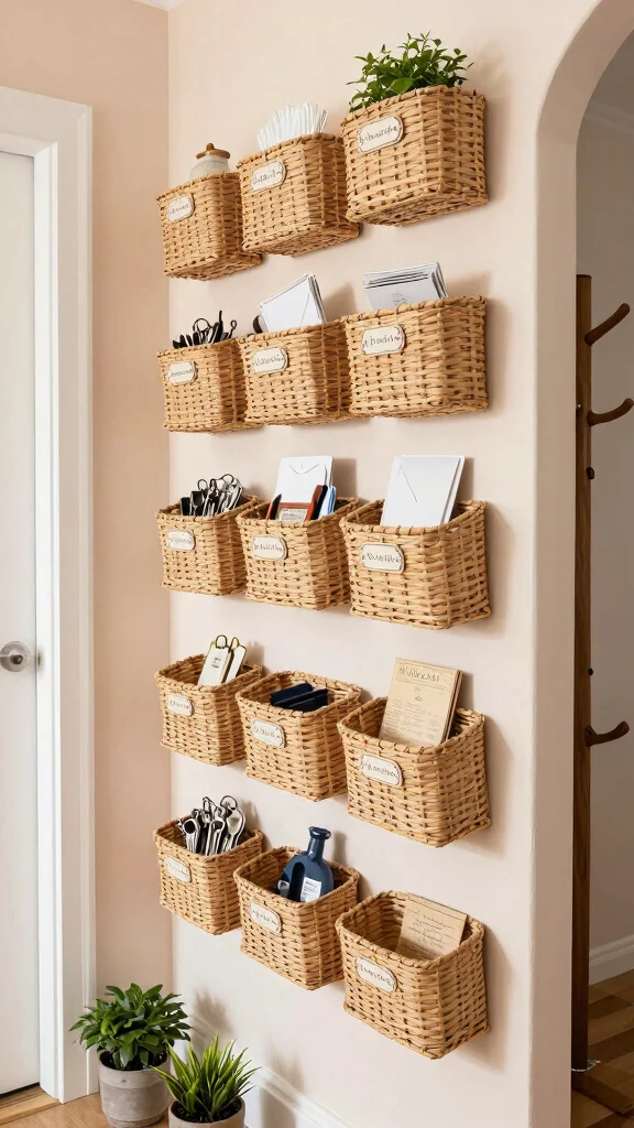 12 Three Woven Basket Wall Display Ideas for a Balanced Natural Decor - 4. Functional Decor 1