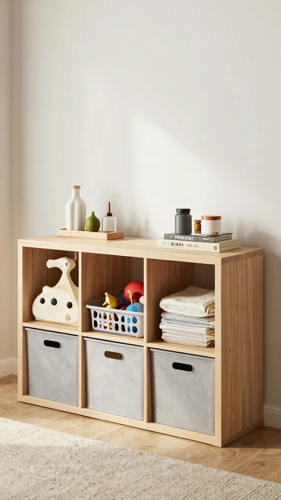 12 Under Console Table Basket Ideas for an Organized Entryway - 6. Multi-Functional Storage Bins 1
