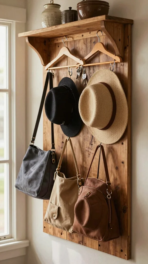 12 Vintage Wooden Clothes Hanger Ideas for a Warm Classic Closet - 5. Hanger Hooks for Everyday Essentials 1
