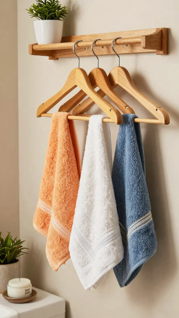 12 Vintage Wooden Clothes Hanger Ideas for a Warm Classic Closet - 9. Vintage Hangers for Towel Storage 1