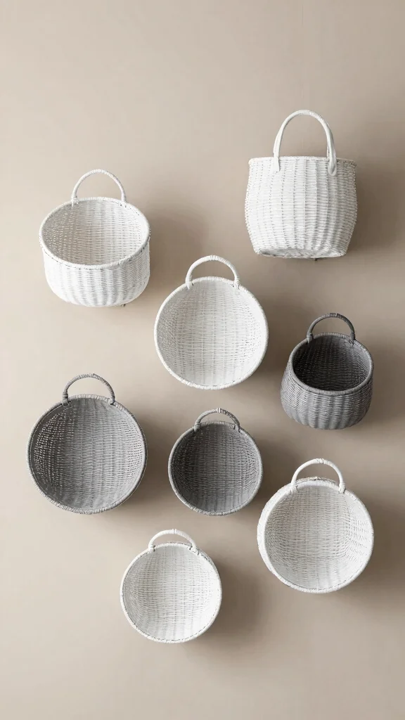 12 Wall Hanging Basket Ideas for a Boho Layered Natural Decor - 5. Monochrome Magic 1