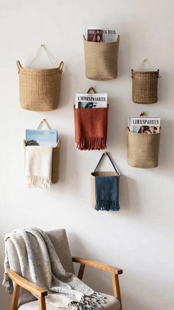 12 Wall Hanging Basket Ideas for a Boho Layered Natural Decor - 6. Functional and Beautiful: Baskets with Storage 1
