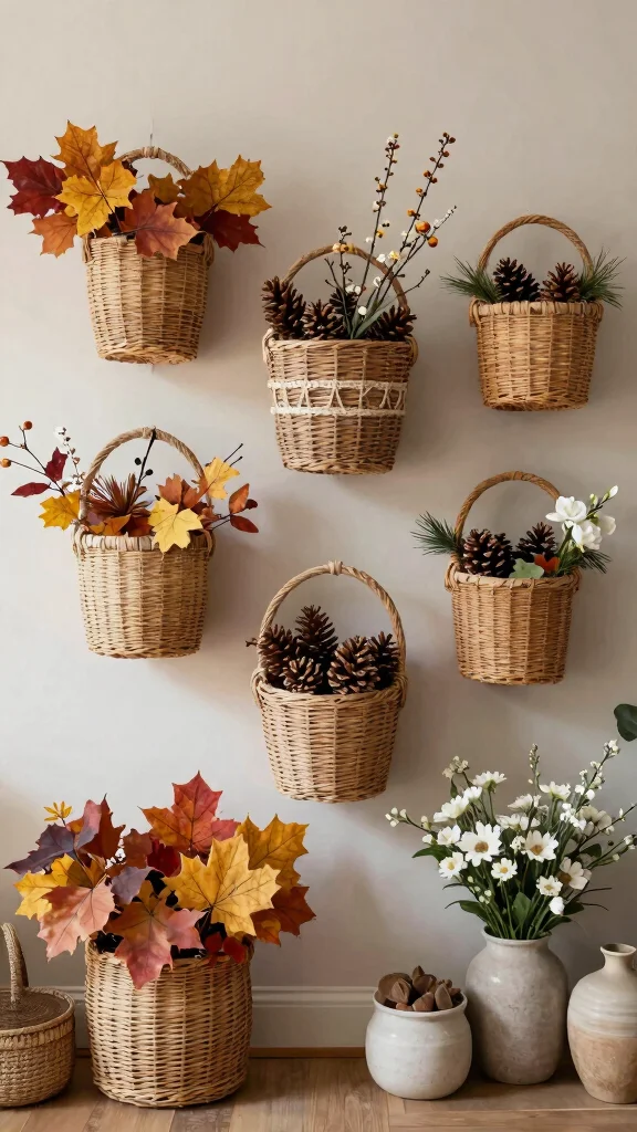 12 Wall Hanging Basket Ideas for a Boho Layered Natural Decor - 8. Seasonal Switches: Celebrate Every Season 1