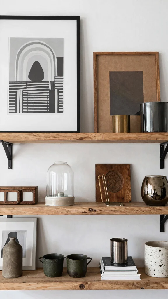 12 Wall Shelf Decor Ideas for a Curated Beautiful Display - 12. Mixing Styles 1