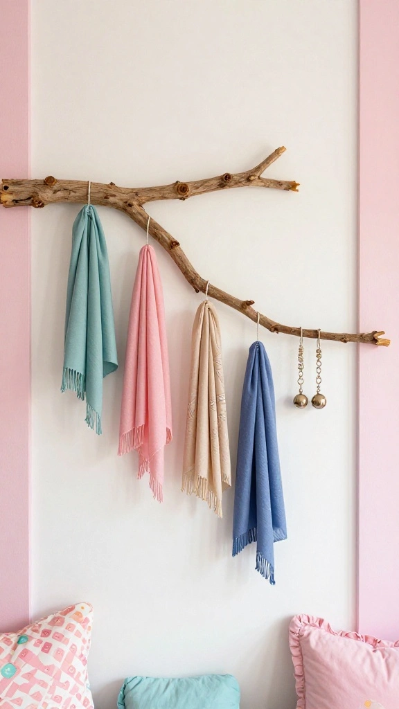 12 Wooden Wall Clothes Hanger Ideas for a Warm Natural Display - 11. Whimsical Tree Branch Hangers 1