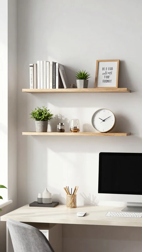 13 Above-Desk Shelf Ideas for a Productive Organized Workspace - 1. Floating Floating Shelves for Books and Decor 1