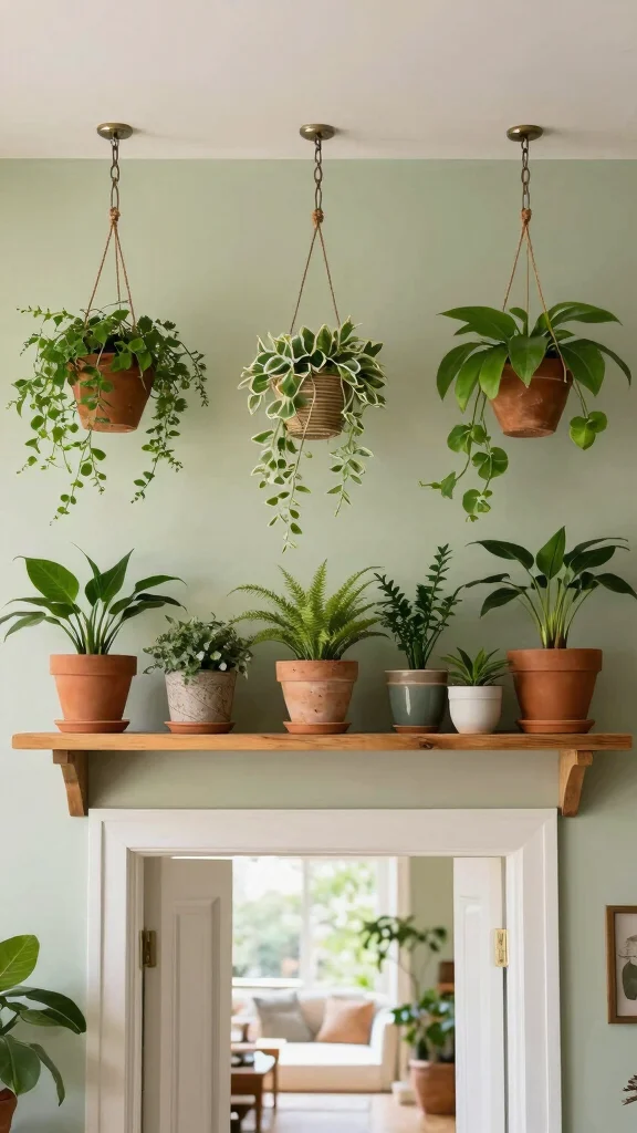 13 Above-Doorway Shelf Ideas for Vertical Storage and Display - 10. Botanical Shelf for Plant Lovers 1
