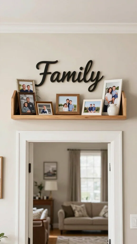 13 Above-Doorway Shelf Ideas for Vertical Storage and Display - 13. Personalized Name Shelf for a Unique Touch 1