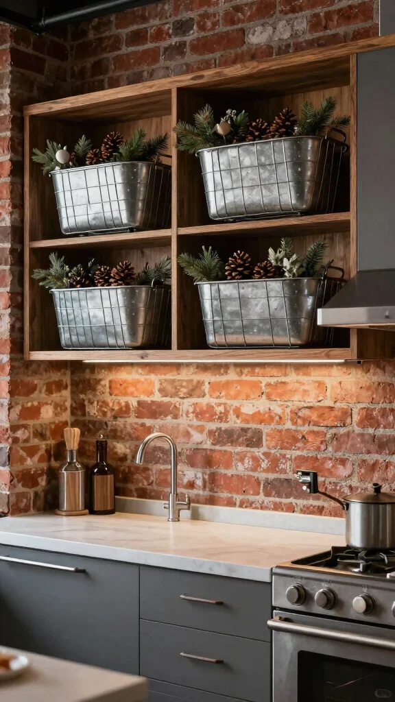 13 Above Kitchen Cabinet Basket Ideas for Extra Storage and Display - 3. Metal Baskets for an Industrial Edge 1