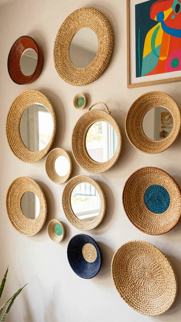 13 Basket Wall Decor Ideas for Every Room and Style - 1. Boho Bliss with a Mixed Media Display 1
