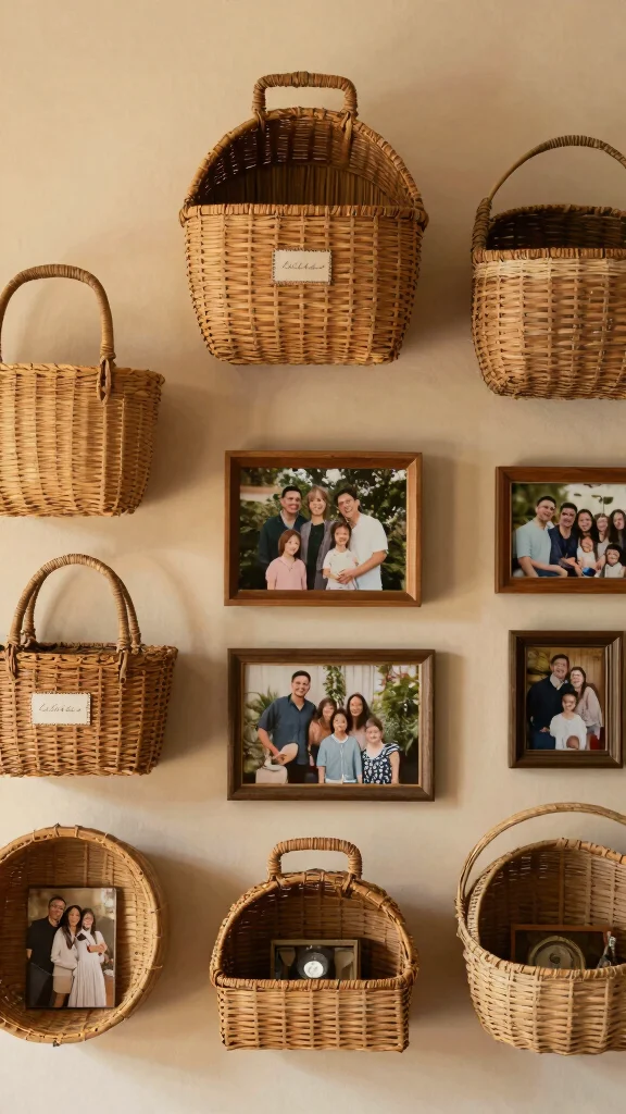 13 Basket Wall Decor Ideas for Every Room and Style - 11. Personal Touch with Family Memories 1