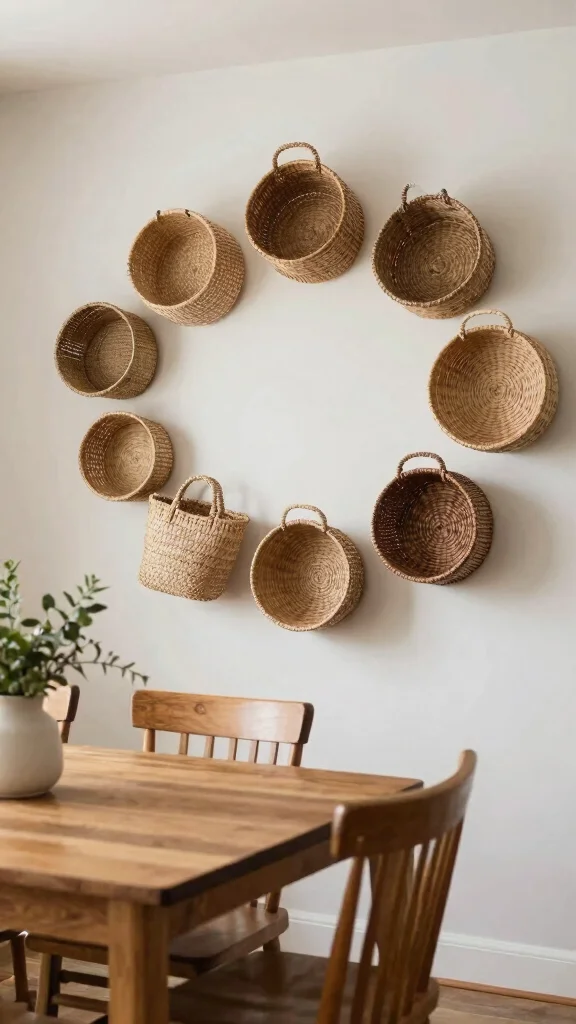 13 Basket Wall Decor Ideas for Every Room and Style - 2. Farmhouse Charm with Neutral Tones 1