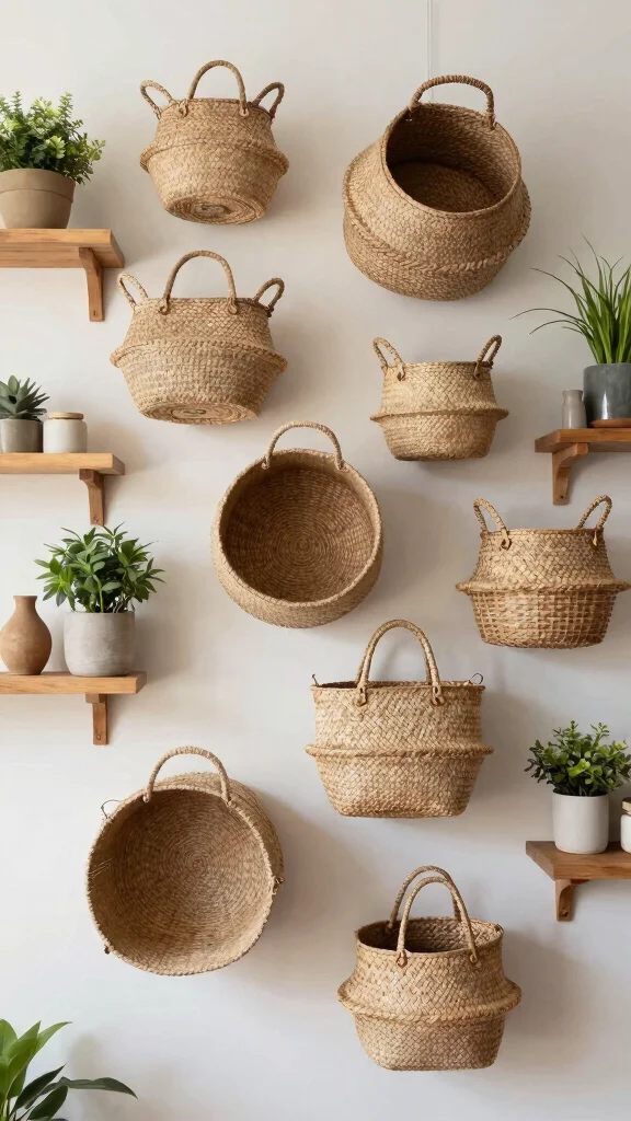 13 Basket Wall Decor Ideas for Every Room and Style - 4. Natural Texture with Jute and Rattan 1