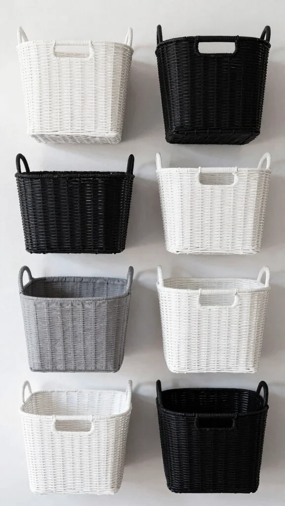 13 Basket Wall Decor Ideas for Every Room and Style - 8. Monochrome Mania for a Chic Look 1