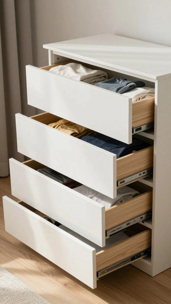 13 Clothes Organization Ideas Without Hangers for a Folded Minimal Wardrobe - 12. Minimalist Drawers for a Clean Look 1