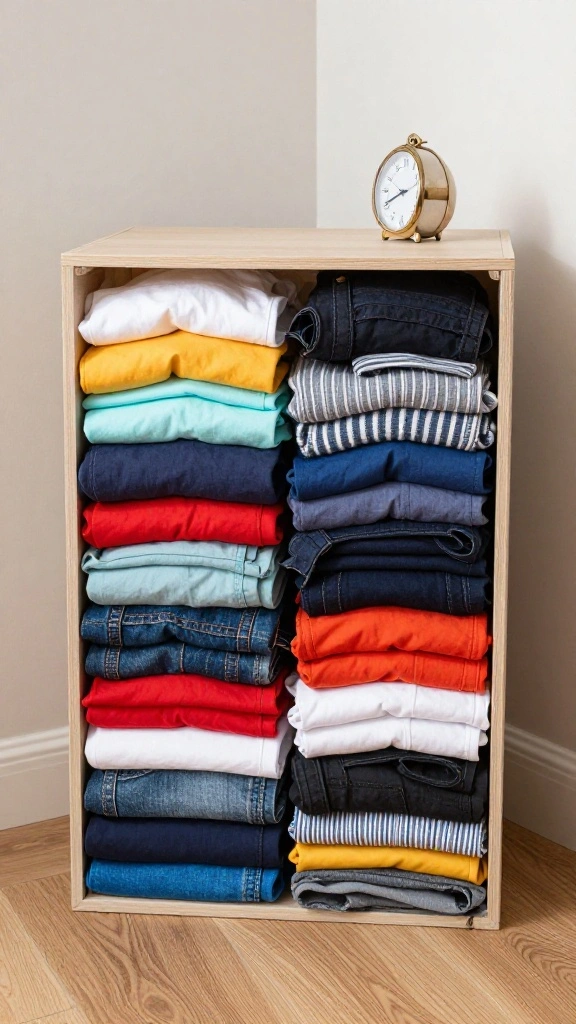 13 Clothes Organization Ideas Without Hangers for a Folded Minimal Wardrobe - 3. Rolling Clothes for Maximum Space Utilization 1