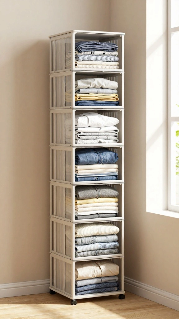 13 Clothes Organization Ideas Without Hangers for a Folded Minimal Wardrobe - 5. Vertical Storage for Limited Space 1