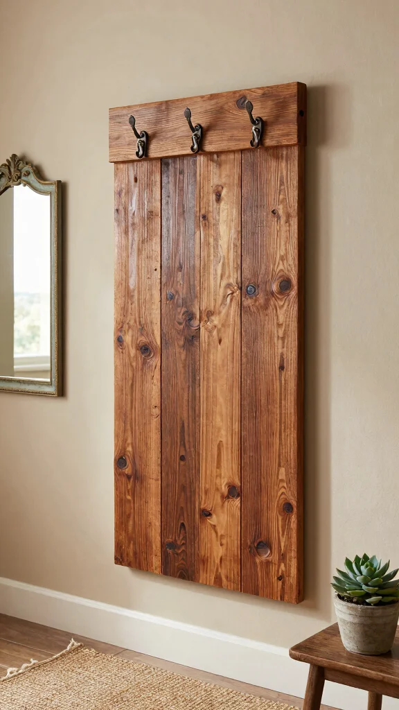 13 Entryway Wall Clothes Hanger Ideas for a Welcoming Organized Space - 1. Rustic Reclaimed Wood Hanger 1