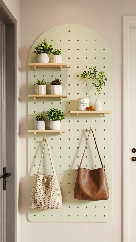 13 Entryway Wall Clothes Hanger Ideas for a Welcoming Organized Space - 12. Functional Pegboard Organizer 1