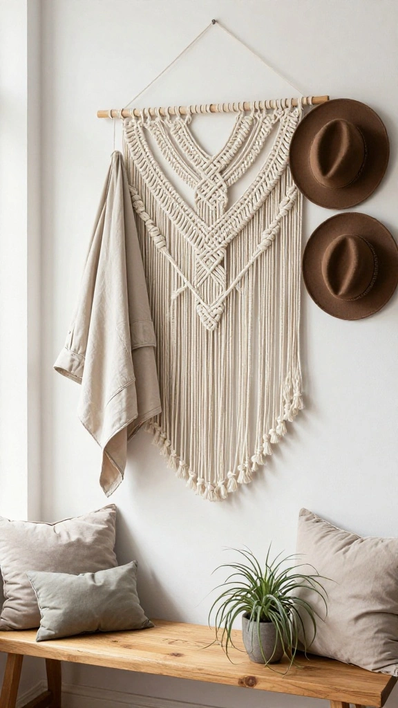 13 Entryway Wall Clothes Hanger Ideas for a Welcoming Organized Space - 3. Macramé Wall Hanger 1
