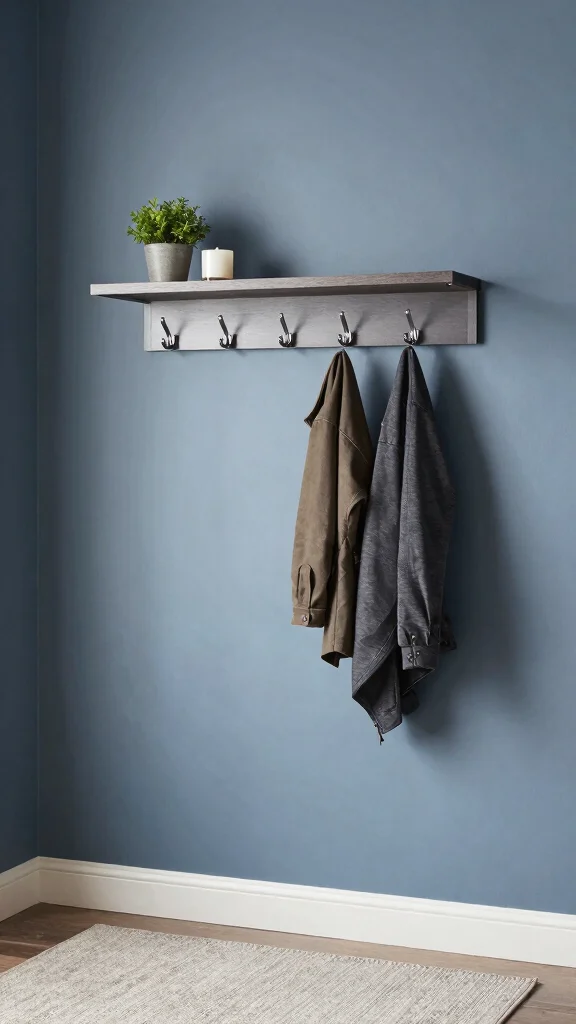 13 Entryway Wall Clothes Hanger Ideas for a Welcoming Organized Space - 7. Floating Shelf Hanger 1