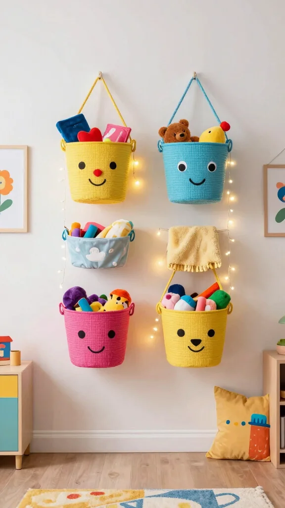 13 Four Basket Wall Display Ideas for a Full Textured Gallery Wall - 13. Playful Whimsy 1