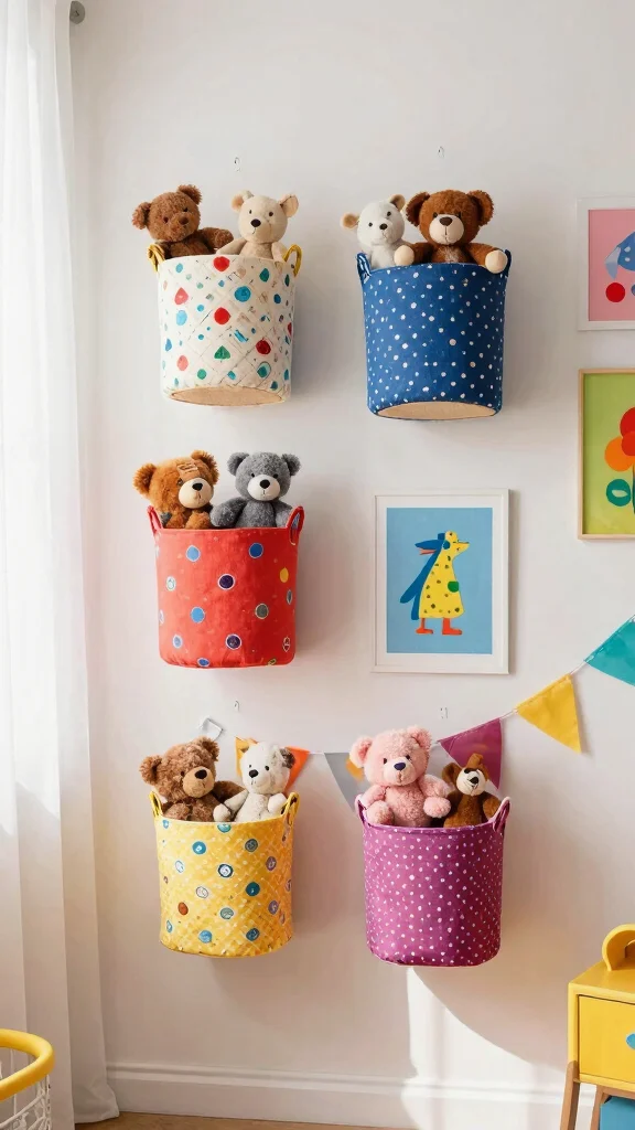 13 Four Basket Wall Display Ideas for a Full Textured Gallery Wall - 4. Colorful Eclectic Mix 1