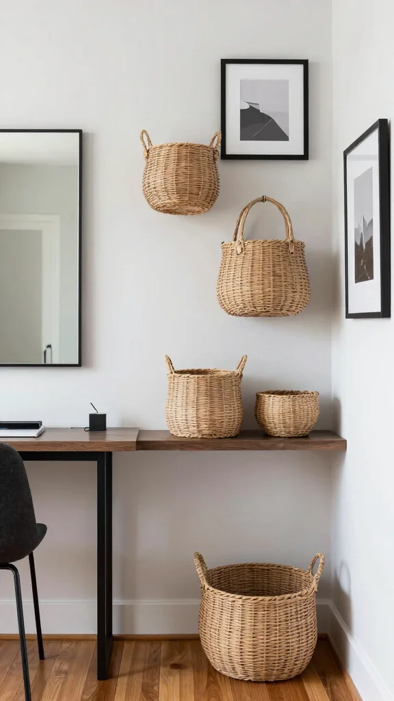 13 Four Basket Wall Display Ideas for a Full Textured Gallery Wall - 6. Artful Arrangement 1