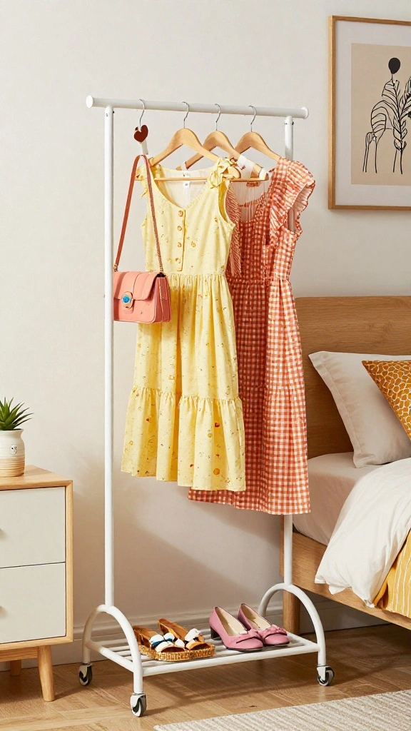 13 Freestanding Clothes Hanger Ideas for Bedroom Hallway and Closet - 10. Seasonal Displays 1