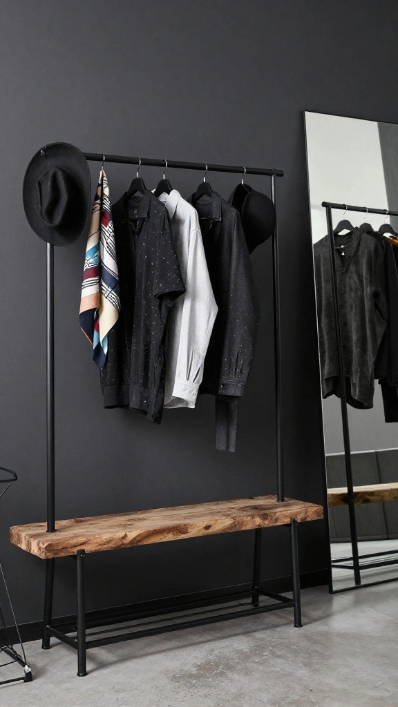 13 Freestanding Clothes Hanger Ideas for Bedroom Hallway and Closet - 2. Minimalist Metal Marvels 1