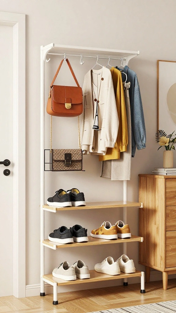 13 Freestanding Clothes Hanger Ideas for Bedroom Hallway and Closet - 4. Multi-Functional Hanger Systems 1