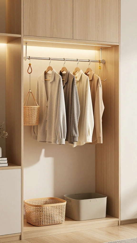 13 Freestanding Clothes Hanger Ideas for Bedroom Hallway and Closet - 9. Functional Accessories 1