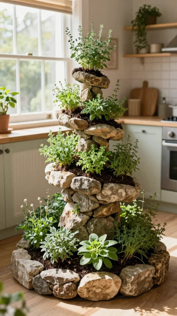 13 Kitchen Window Hanging Basket Ideas for Herbs and Plants - 13. Herb Spiral Garden 1
